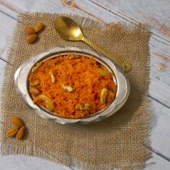 A picture of Kesariya sweet pulao.