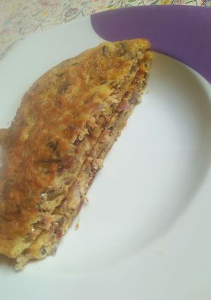 A picture of Fried egg with sardines.