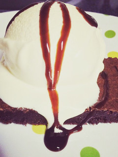 A picture of Homemade fudge brownies.