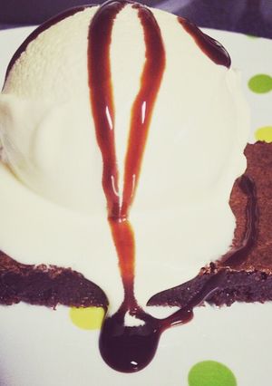 A picture of Homemade fudge brownies.