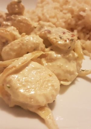 Une photo de Boudin blanc sauce crème moutarde