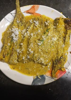 A picture of Begun (Baingan) Basanti - My first bengali side dish for lunch of 2026.