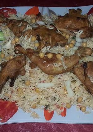 صورة لوصفة طريقة عمل ارز الحمص مع الدجاج