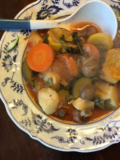 A picture of California Farm Zucchini Potato Gochujang Stew.