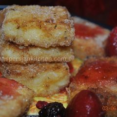 A picture of Fried Milk شیر سرخ شده.