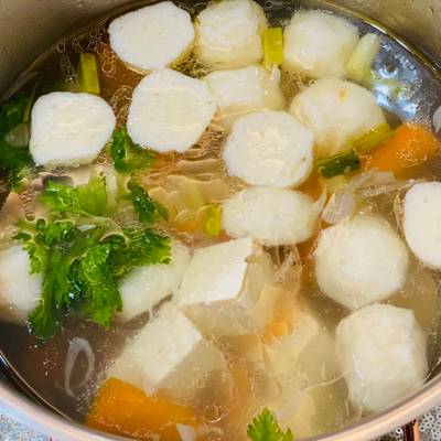 Sup Baso Ikan dan Tahu - Homemade Fish Balls and Tofu Soup