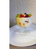 Fruits, cake, granola parfait