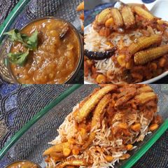 A picture of Corn and baby corn biryani.