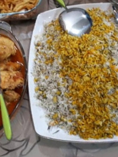 عکسی از دستور پسته پلو با مرغ