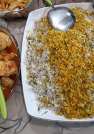 عکسی از دستور پسته پلو با مرغ