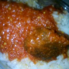 A picture of Rice and stew.