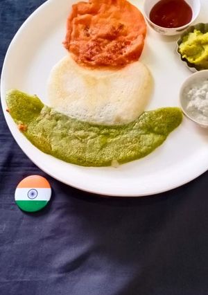A picture of Tri colour dosa.