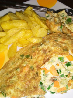 A picture of Chips with omelette.