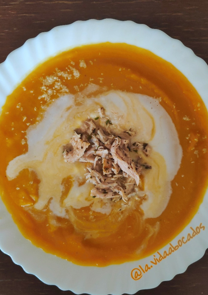 Una foto de Puré de calabaza con leche de coco