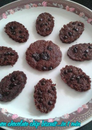 A picture of Cinnamon chocolate chip biscuit...in 1 min.