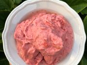 Una foto di gelato alle albicocche