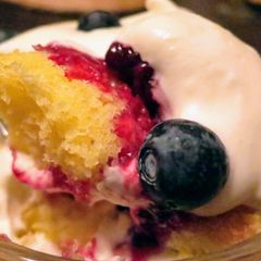 Lemon Cake Trifle with Berry Compote & Vanilla Mascarpone Whipped Cream A picture of Lemon Cake Trifle with Berry Compote & Vanilla Mascarpone Whipped Cream.