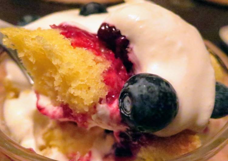 Recipe of Quick Lemon Cake Trifle with Berry Compote &amp; Vanilla Mascarpone Whipped Cream
