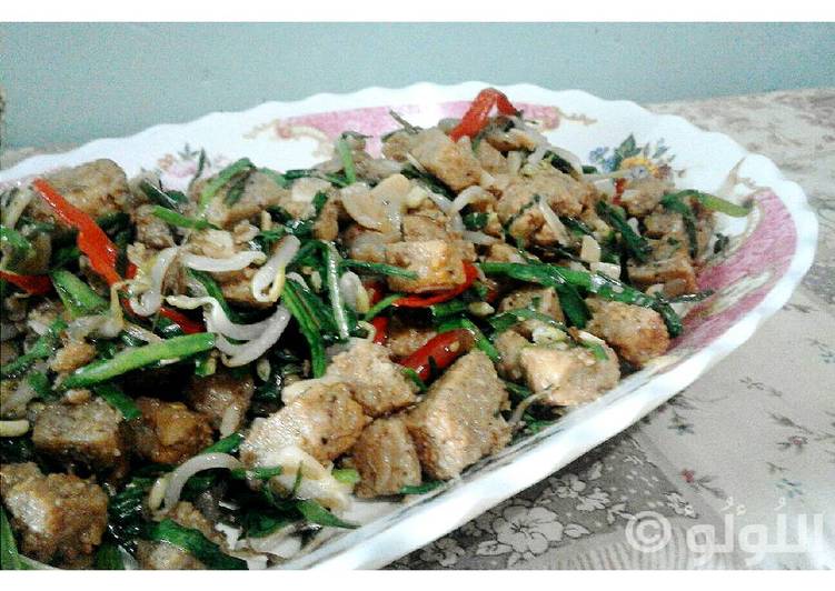 Oncom Tumis Kucai dan Tauge