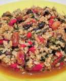 Arroz integral caldoso con verduras y uvas pasas- veggie