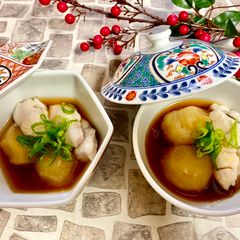 A picture of Japanese Fish and Radish Nimono (boiled and cooked fish and vegetables).