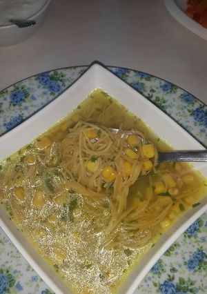 صورة لوصفة شوربه الذرة بالشعيريه