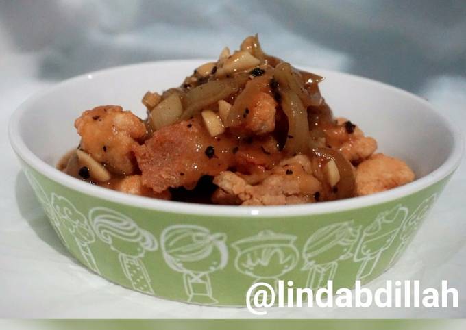 Ayam fillet crispy saus lada hitam