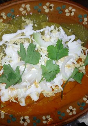 A picture of Mario's Christmas Enchiladas.