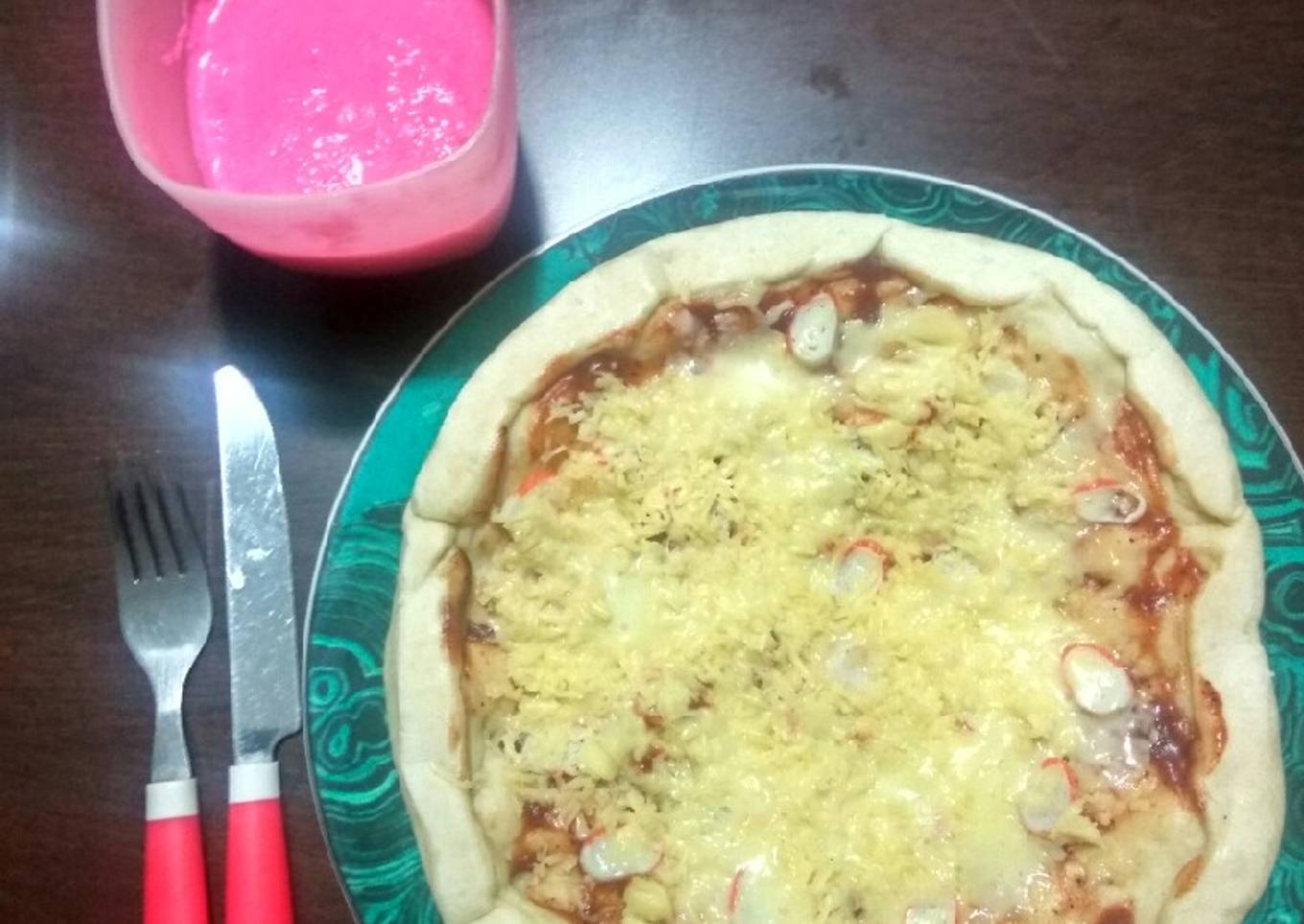 Homemade pizza crabstick bbq sauce no oven