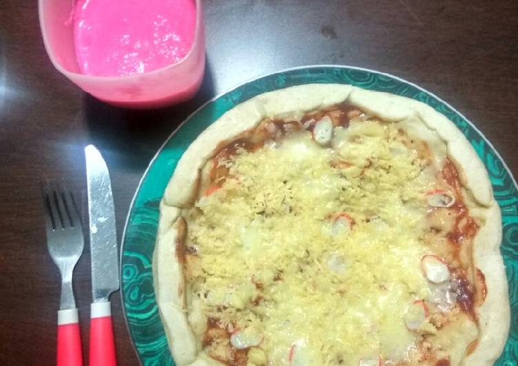 Homemade pizza crabstick bbq sauce no oven