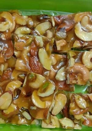 A picture of Dry fruit chikki recipe | kaju badam chikki | mixed nuts chikki.