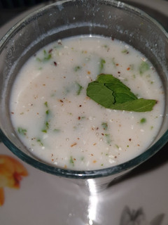 A picture of 3 spices masala lassi.