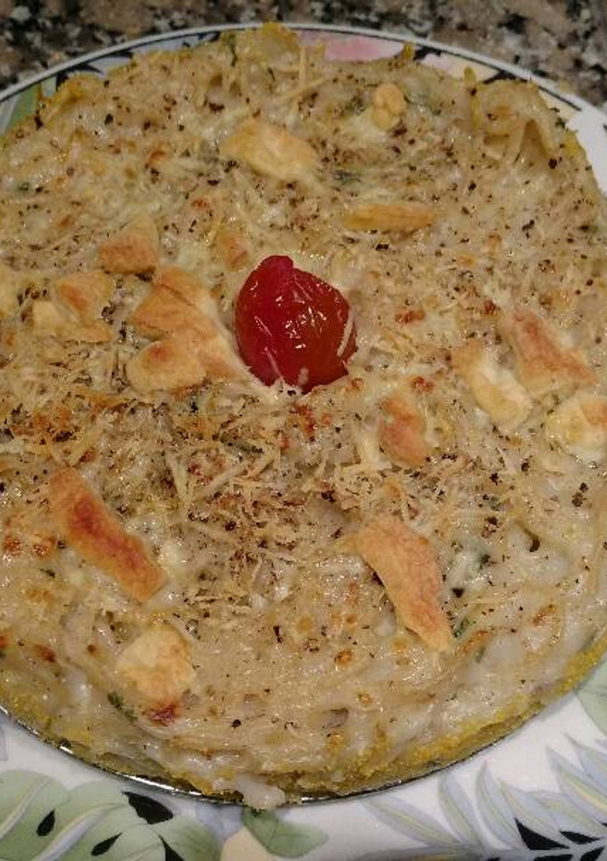 Una foto de Torta de spaghetti con salsa blanca fácil Norali