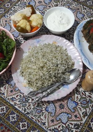 عکسی از دستور شوید پلو با کوکو سبزی