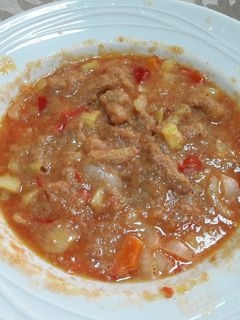 Una foto de Sopa de ganchitos de lentejas sin gluten vegana