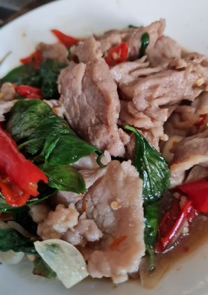 รูปของ เนื้อหมูผัดใบโหระพา