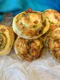 Swirls with Basil Pesto, Ham, and Smoked Scamorza in Air Fryer