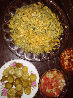 عکسی از دستور کته سبزی پلو با مرغ ریش ریش