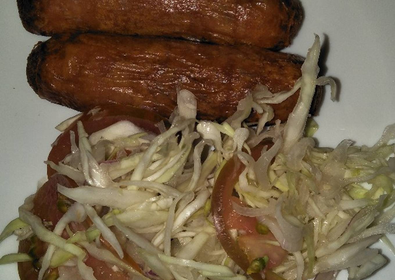 Cabbage salad with sausage