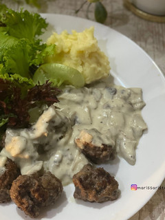Foto resep Swedish meatball with mushroom sauce & mashed potato