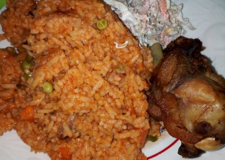 Jollof Rice, Chicken and Salad