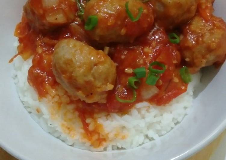 Bahan Membuat Rice Bowl Bakso Asam Pedas 🇮🇩 Lezat