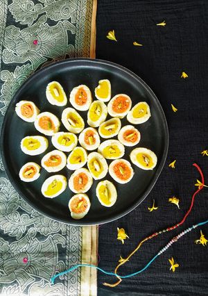 A picture of Mithai roll with two main Ingredients.