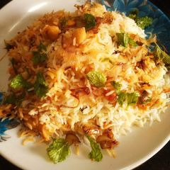 A picture of Chickpea dum biryani.