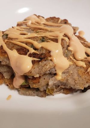A picture of Vegan potatoes green onion pancakes.