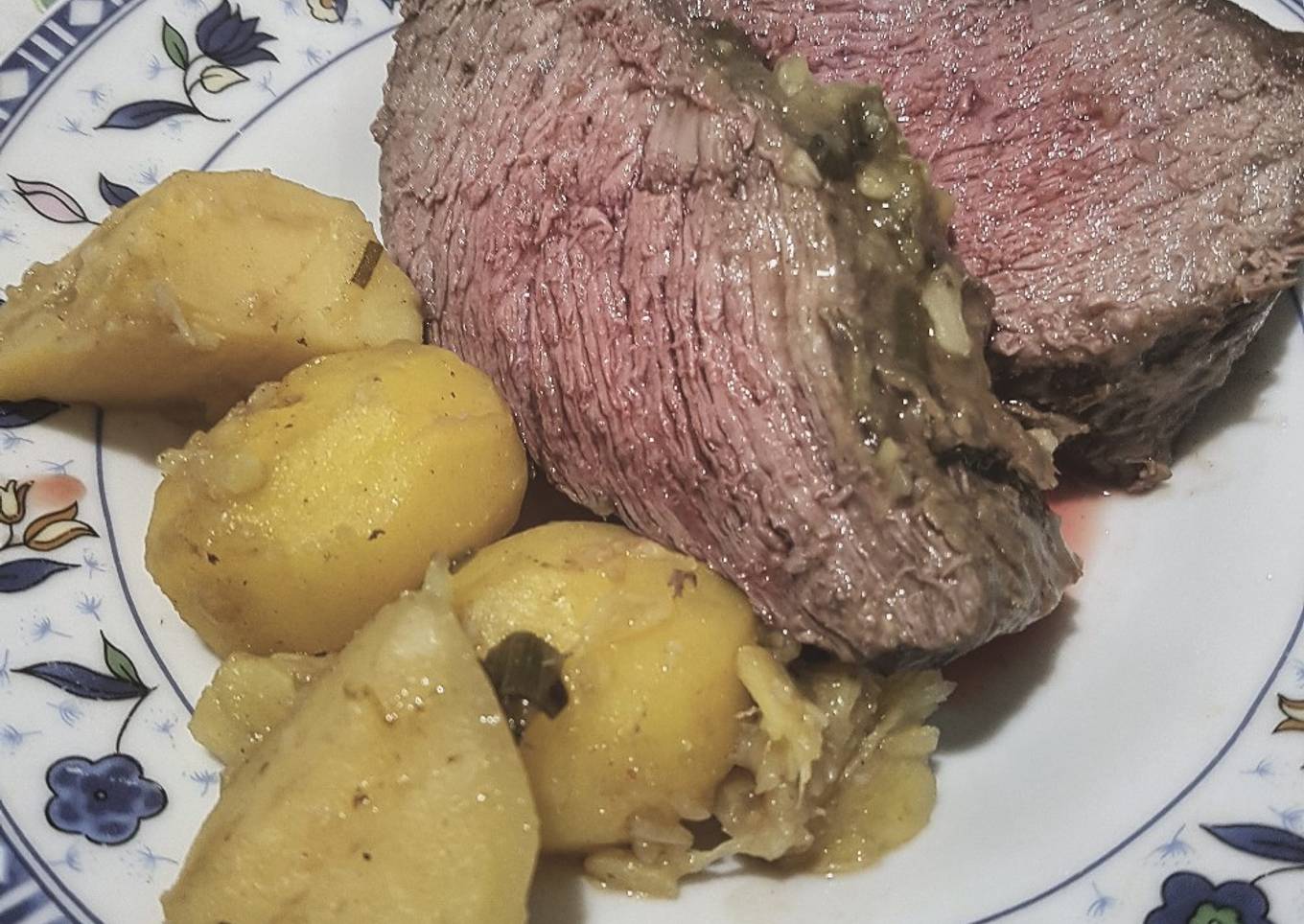 Picaña a la provenzal con papas y batatas