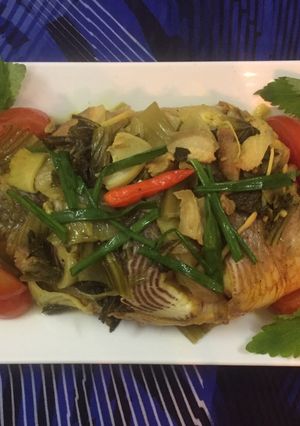 Hình của món Cá diêu hồng om dưa.