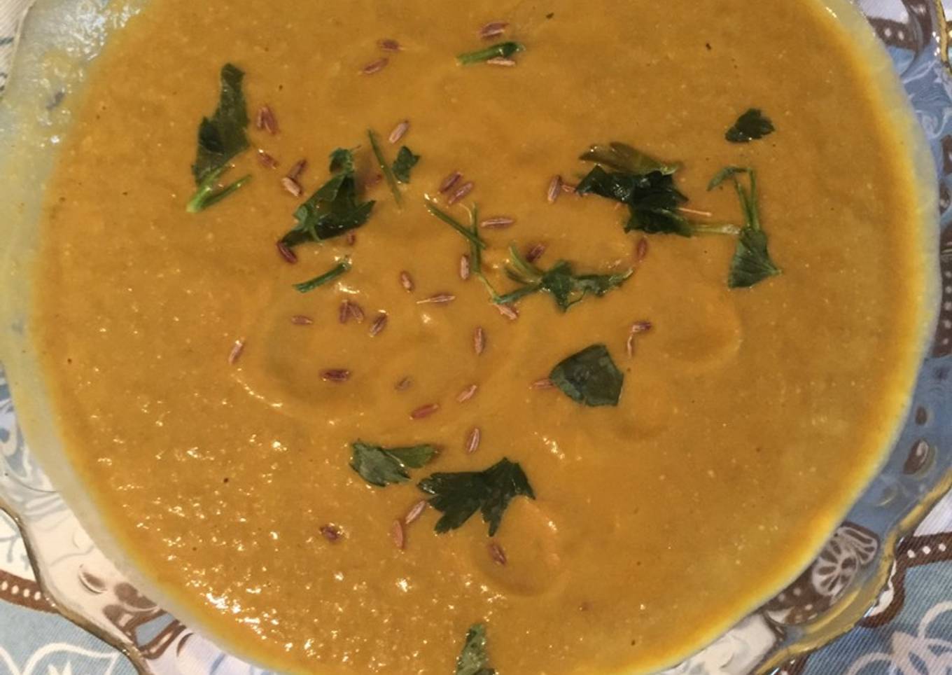 Crema de lentejas y zanahoria