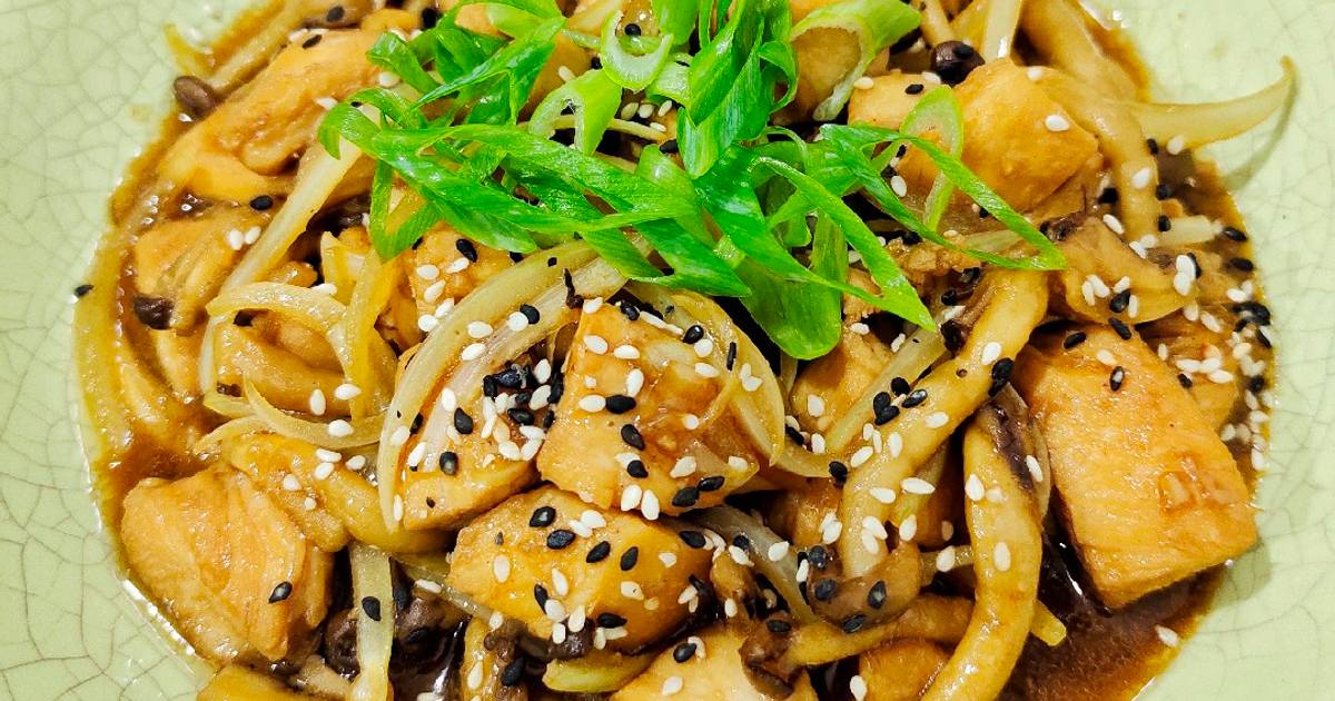 Resep Chicken Teriyaki Shimeji 🍄 🧅🍗 oleh Shandjieta Kitchen Cookpad