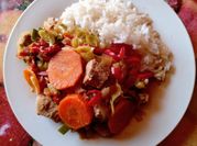 Una foto de pulpa de cerdo salsa de soya
